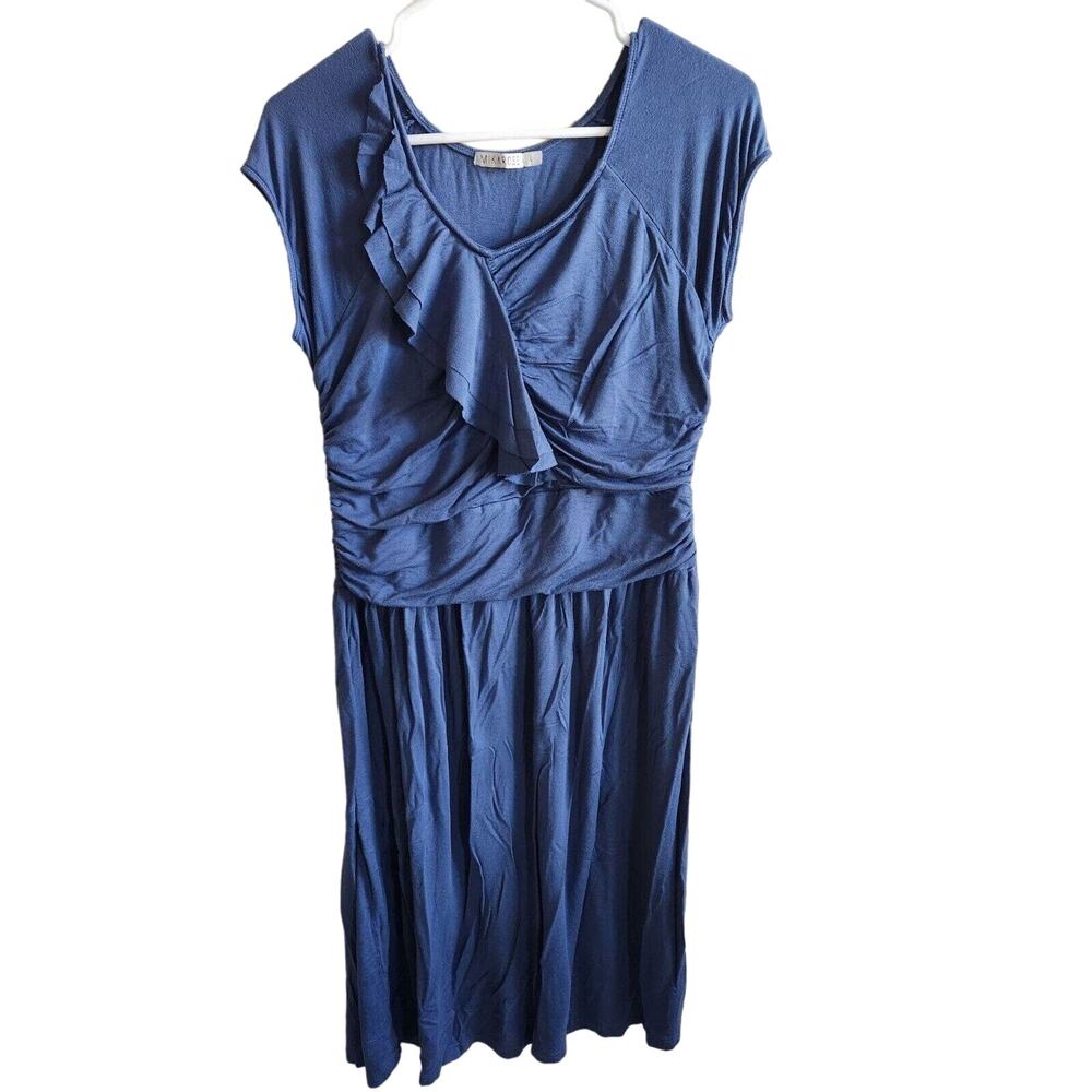 Mikarose Mika Rose Womens Sz L Midi Light Blue Draped Dress